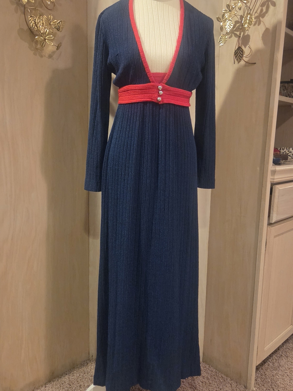70's shimmer knit 2 piece maxi dress and sweater!